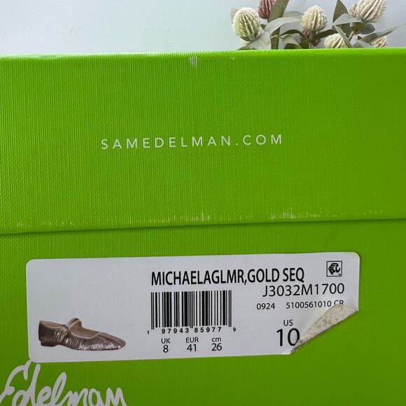 Sam Edelman Michaela Glamour Mary Jane Flats Gold Sequins Women's 10 Tried On - Picture 10 of 10